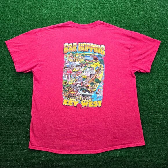 Bar Hopping Key West Florida Tshirt Mens XL Red Short Sleeve Graphic Tee Casual - Picture 1 of 7